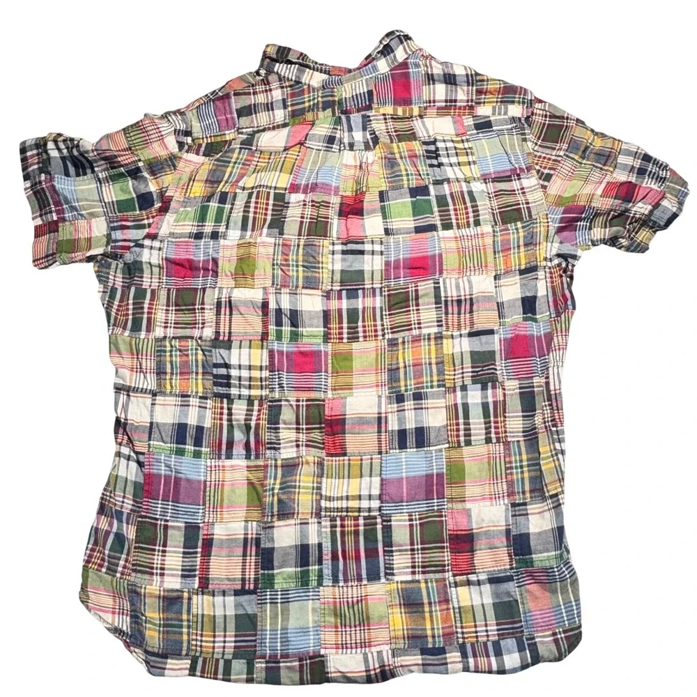 VTG Polo Ralph Lauren Patchwork Button Down Shirt Madras Multicolor Preppy XL - Picture 2 of 12